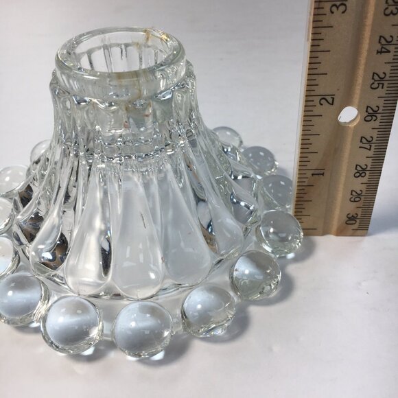 Anchor Hocking 50s Berwick Boopie Set 2 Glass Candle Holder Bubble Edge Vintage - Picture 6 of 6